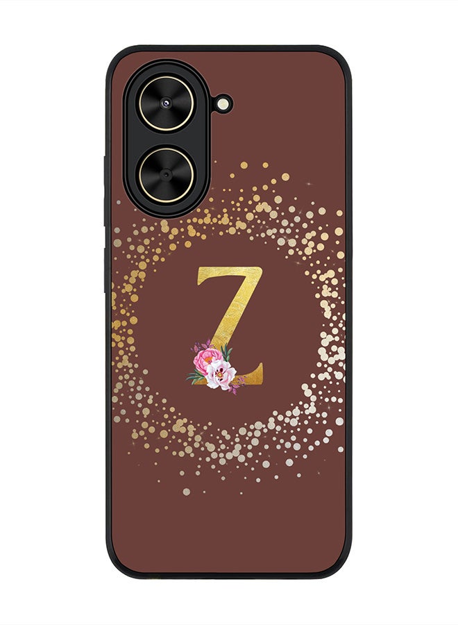 Stylizedd For Xiaomi Poco C71 / Redmi A5 4G Case,Slim fit Camera Protection, Shockproof Thin Phone cover  - Custom Monogram Floral - Z  (Brown )