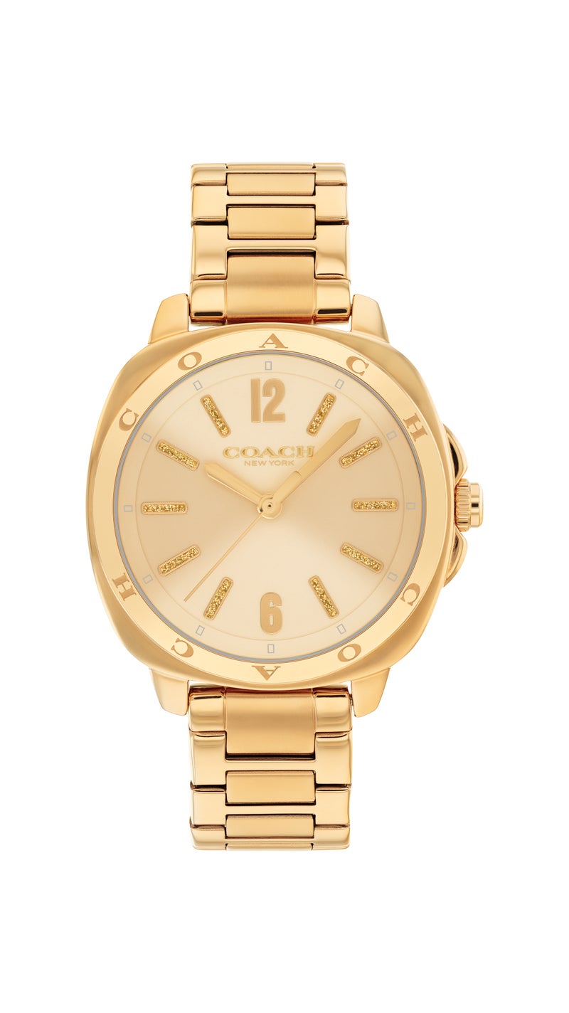 COACH ساعة تونو أنالوج للنساء بحالة رقيقة من الفولاذ الذهبي المطلي بالأيونات - Image 3