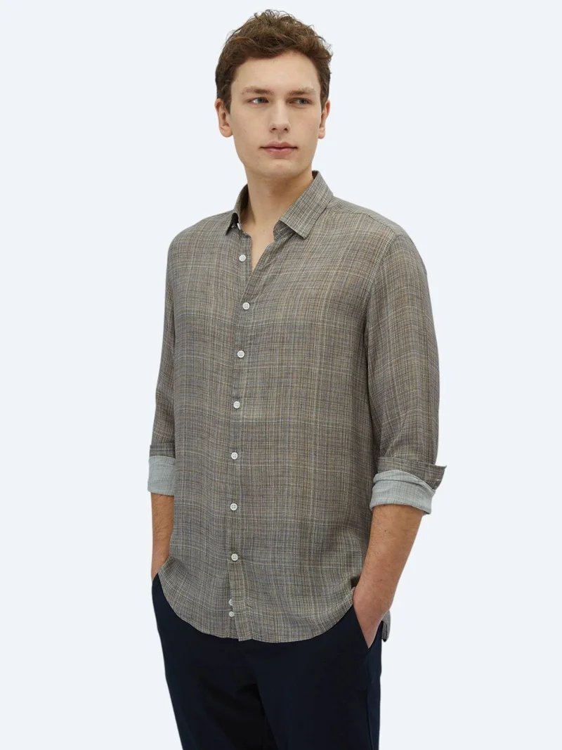Kip Mink Printed Regular Fit Long Weaving Casual Shirt