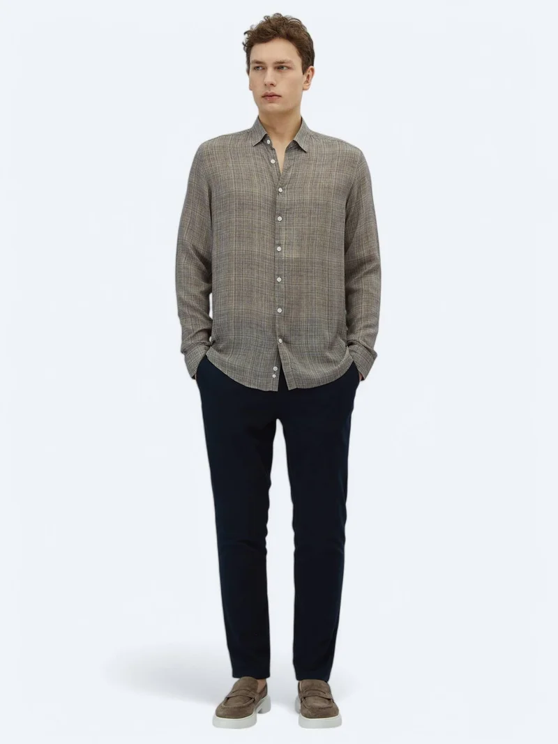 Kip Mink Printed Regular Fit Long Weaving Casual Shirt