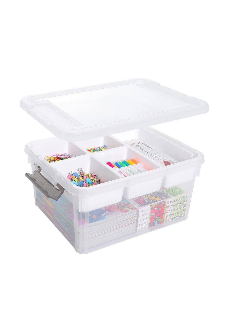 TRASSLE 17 QT Plastic Storage Box with Removable Tray Craft Organizers and Storage Clear Storage Container for Organizing Bead, Tool, Sewing, Playdoh - Image 1