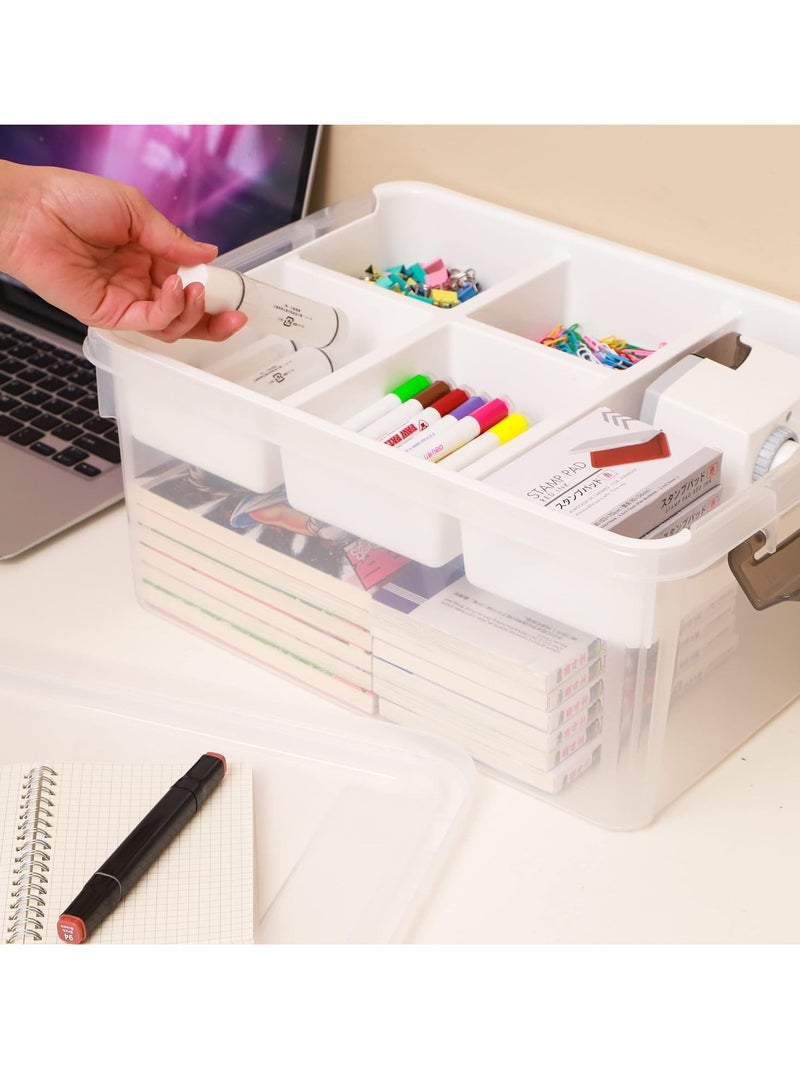 TRASSLE 17 QT Plastic Storage Box with Removable Tray Craft Organizers and Storage Clear Storage Container for Organizing Bead, Tool, Sewing, Playdoh - Image 5