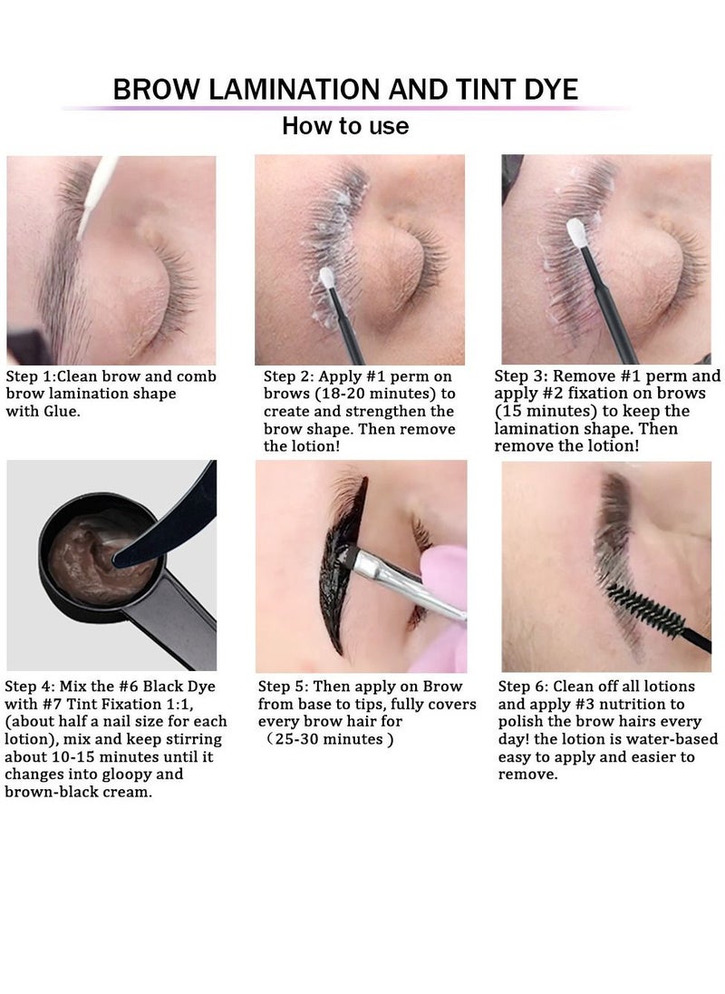 Professional Lash Lift and Tint Kit,   Eyelash Perm Kit and Black Eyelash Eyebrow Tint 3 in 1 Set, Quick Lifting Voluminous Tinting with Complete Tools for