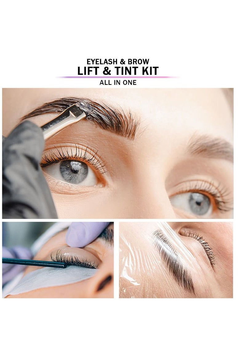 Professional Lash Lift and Tint Kit,   Eyelash Perm Kit and Black Eyelash Eyebrow Tint 3 in 1 Set, Quick Lifting Voluminous Tinting with Complete Tools for