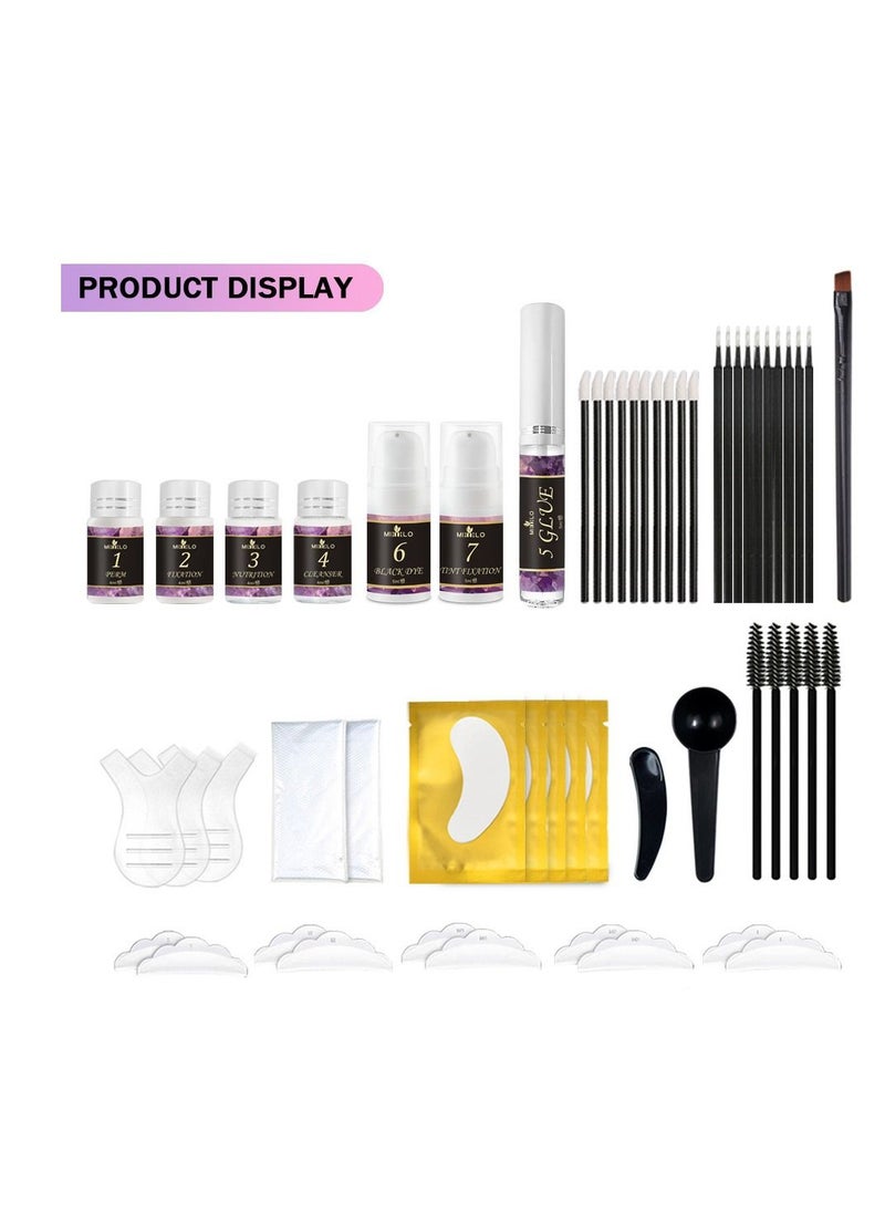 Professional Lash Lift and Tint Kit,   Eyelash Perm Kit and Black Eyelash Eyebrow Tint 3 in 1 Set, Quick Lifting Voluminous Tinting with Complete Tools for