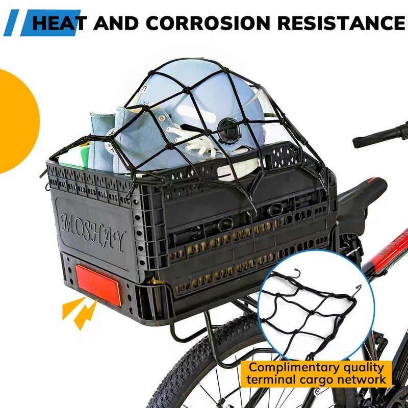 MOSHAY Bike Bicycle Foldable Rear Basket - Patented Design Easy to Install Bike Storage Rear Basket with 32L Large Capacity - Premium Quality Durable Resistant to Heat & Corrosion - Image 4