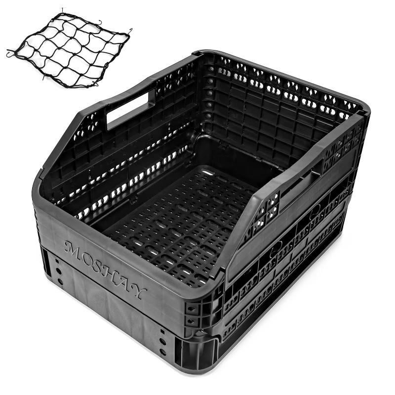 MOSHAY Bike Bicycle Foldable Rear Basket - Patented Design Easy to Install Bike Storage Rear Basket with 32L Large Capacity - Premium Quality Durable Resistant to Heat & Corrosion - Image 1