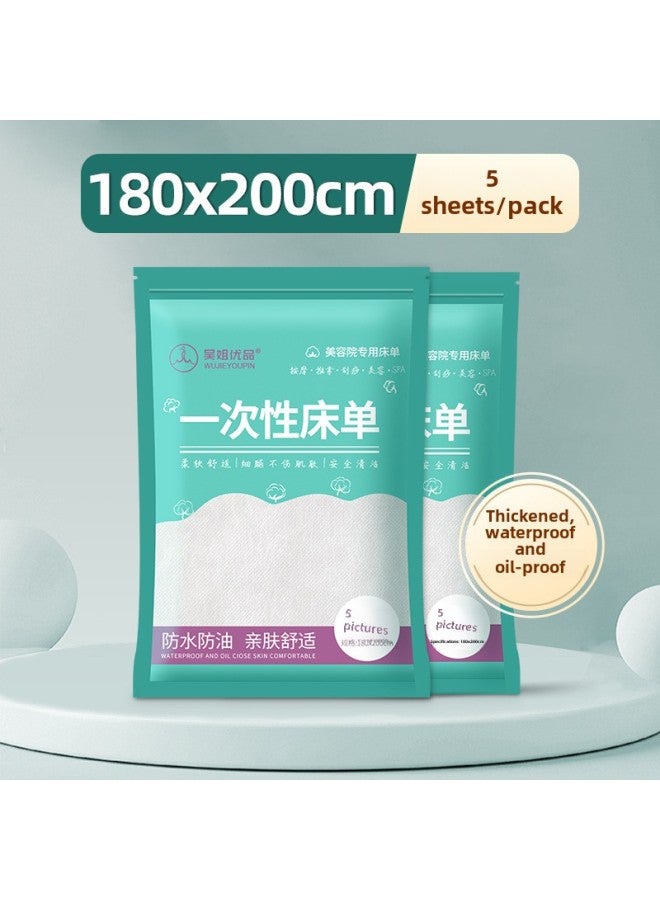 Disposable Bed Sheets Thickened Waterproof And Oil-proof Medical Beauty Salon Massage Mattress Travel Double Ureterative Care Pad-Color:White 180*200 In Bulk (5 Sheets)-Specifications:Select Purchase As Per Above - Image 1