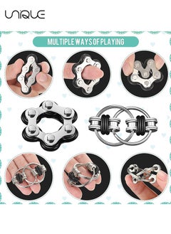 Unique 2 Pcs Bike Chain Fidget Toys Set, Six Roller Chain & Key Flippy Chain for ADHD, ADD, Autism, Anxiety Relief for Adults and Teens(Black)  - Image 3