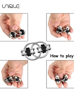 Unique 2 Pcs Bike Chain Fidget Toys Set, Six Roller Chain & Key Flippy Chain for ADHD, ADD, Autism, Anxiety Relief for Adults and Teens(Black)  - Image 4