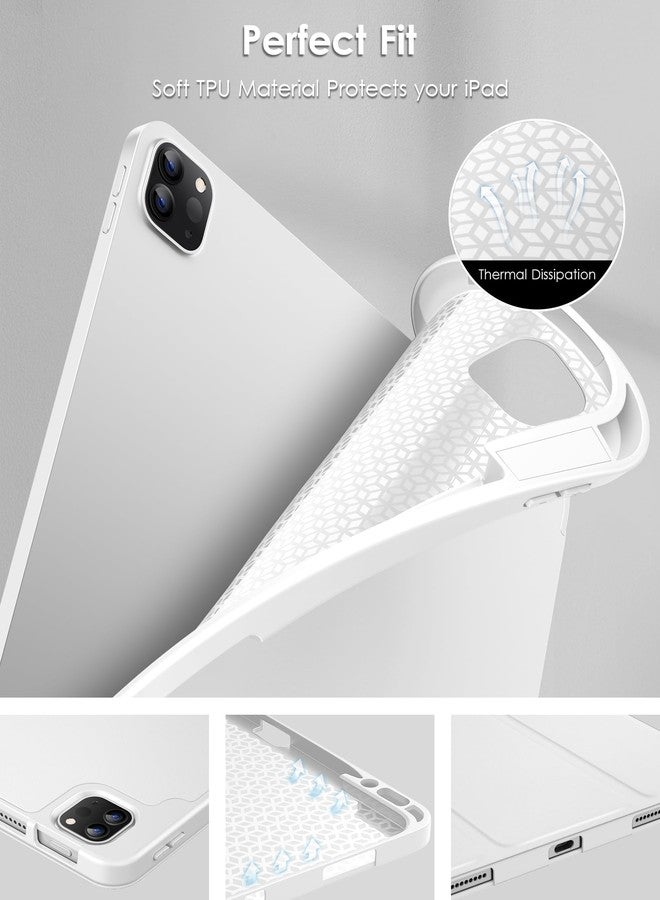 DTTO for iPad Air 13 Inch Case M3/M2 2025/2024, iPad Pro 12.9 Inch Case (6th/ 5th/ 4th/ 3rd Gen), Smart Slim Trifold Stand Soft Cover with Pencil Holder for iPad Air 13", White - Image 5