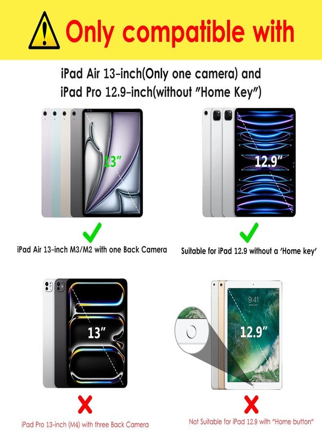 DTTO for iPad Air 13 Inch Case M3/M2 2025/2024, iPad Pro 12.9 Inch Case (6th/ 5th/ 4th/ 3rd Gen), Smart Slim Trifold Stand Soft Cover with Pencil Holder for iPad Air 13", White - Image 2