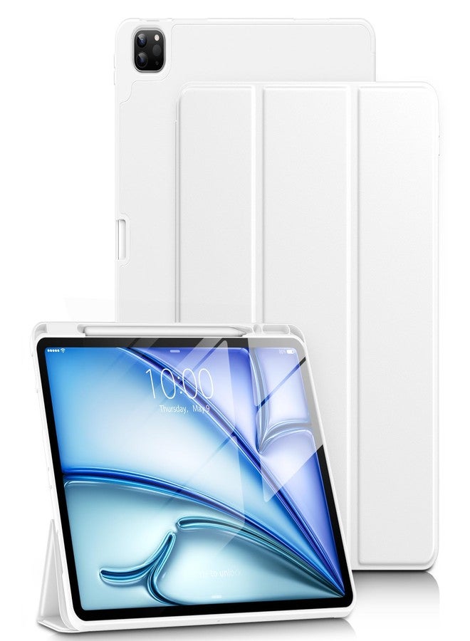 DTTO for iPad Air 13 Inch Case M3/M2 2025/2024, iPad Pro 12.9 Inch Case (6th/ 5th/ 4th/ 3rd Gen), Smart Slim Trifold Stand Soft Cover with Pencil Holder for iPad Air 13", White - Image 1