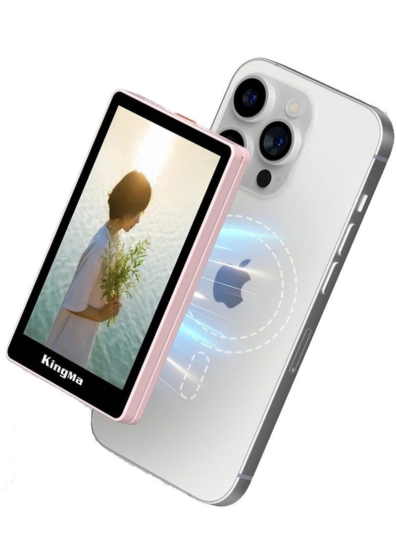 كينج ما King Ma Magnetic Phone Vlog Selfie Monitor Screen, Real-Time Back Camera Sync, Bluetooth Control, Wired & Wireless Connection for iPhone, Vlogging, Live Streaming & TikTok (Black) - Image 1