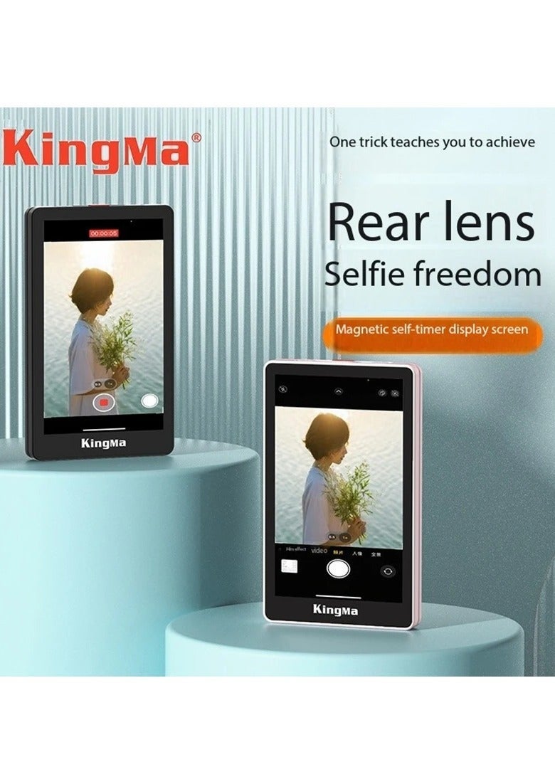 كينج ما King Ma Magnetic Phone Vlog Selfie Monitor Screen, Real-Time Back Camera Sync, Bluetooth Control, Wired & Wireless Connection for iPhone, Vlogging, Live Streaming & TikTok (Black) - Image 4