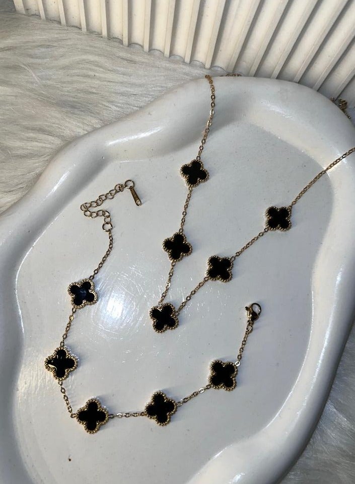 Maya accessories set of( bracelet and necklace ) stainless steel (BLACK)  - Image 1