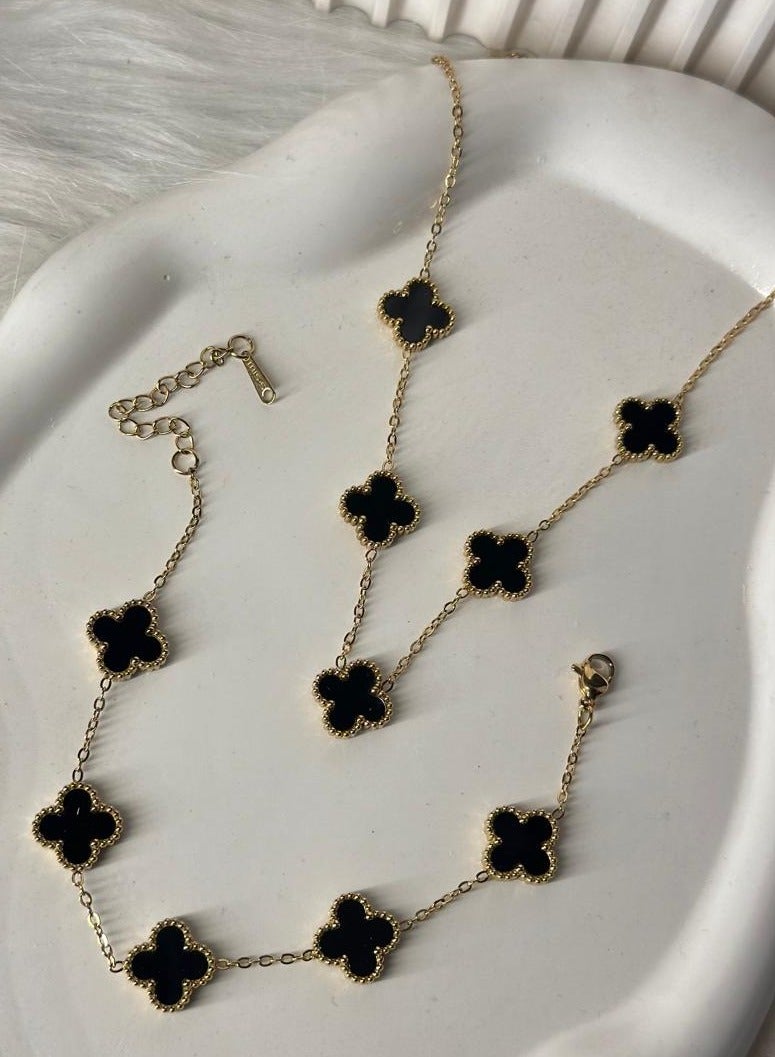 Maya accessories set of( bracelet and necklace ) stainless steel (BLACK)  - Image 2