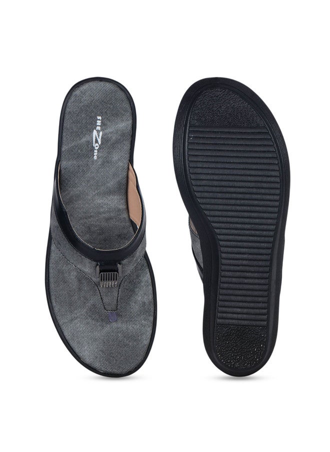 She Zone صنادل شوزون السوداء ذات الكعب العريض للنساء - Image 5