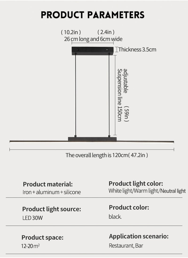 LOOPITYS 120CM - Three color temperature - Modern luxury - Restaurant pendant light, bedroom pendant light, 150cm height adjustable,chandelier  - Image 4