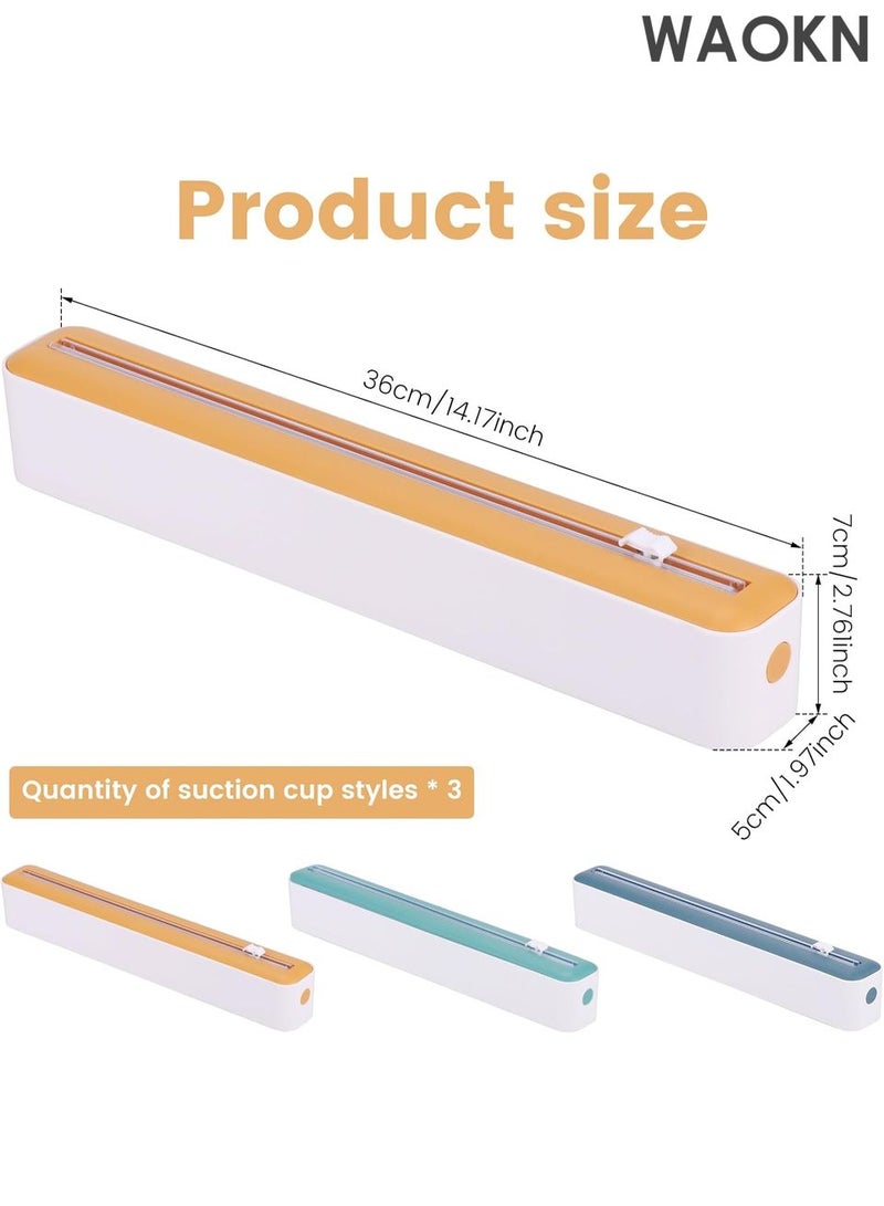 دبليو أيه أو كي أن موزع تغليف بلاستيكي مكون من 3 قطع مع قاطع منزلق، موزع عملي لتغليف الطعام، موزع تغليف بلاستيكي قابل لإعادة الاستخدام، موزع تغليف بلاستيكي قابل لإعادة التعبئة، موزع تغليف بلاستيكي قابل لإعادة التعبئة للخضراوات للاستخدام المنزلي - Image 2