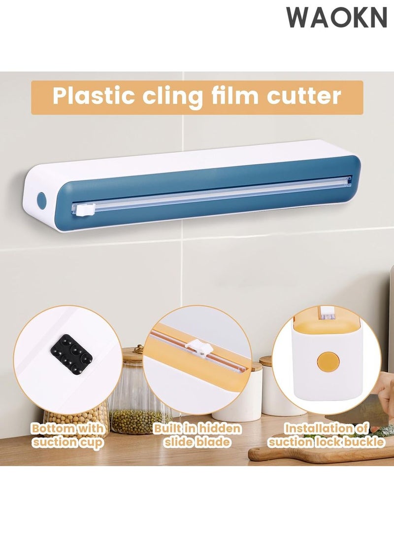 دبليو أيه أو كي أن موزع تغليف بلاستيكي مكون من 3 قطع مع قاطع منزلق، موزع عملي لتغليف الطعام، موزع تغليف بلاستيكي قابل لإعادة الاستخدام، موزع تغليف بلاستيكي قابل لإعادة التعبئة، موزع تغليف بلاستيكي قابل لإعادة التعبئة للخضراوات للاستخدام المنزلي - Image 4