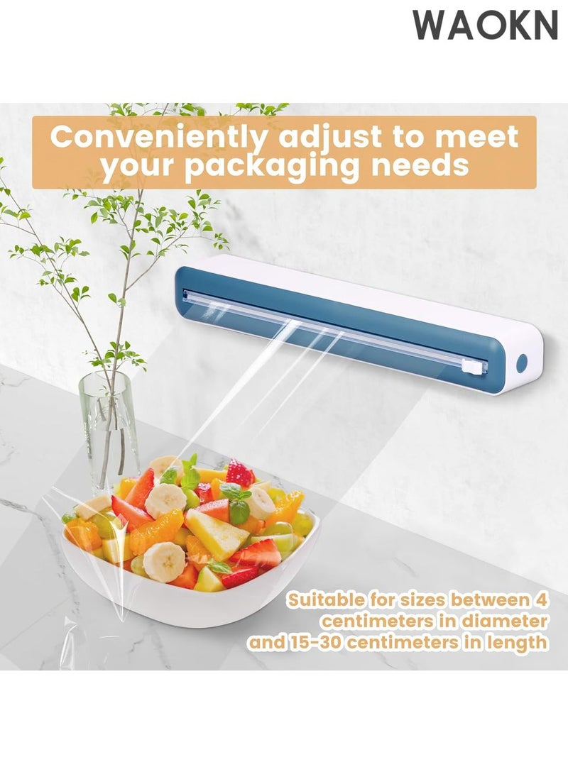دبليو أيه أو كي أن موزع تغليف بلاستيكي مكون من 3 قطع مع قاطع منزلق، موزع عملي لتغليف الطعام، موزع تغليف بلاستيكي قابل لإعادة الاستخدام، موزع تغليف بلاستيكي قابل لإعادة التعبئة، موزع تغليف بلاستيكي قابل لإعادة التعبئة للخضراوات للاستخدام المنزلي - Image 5
