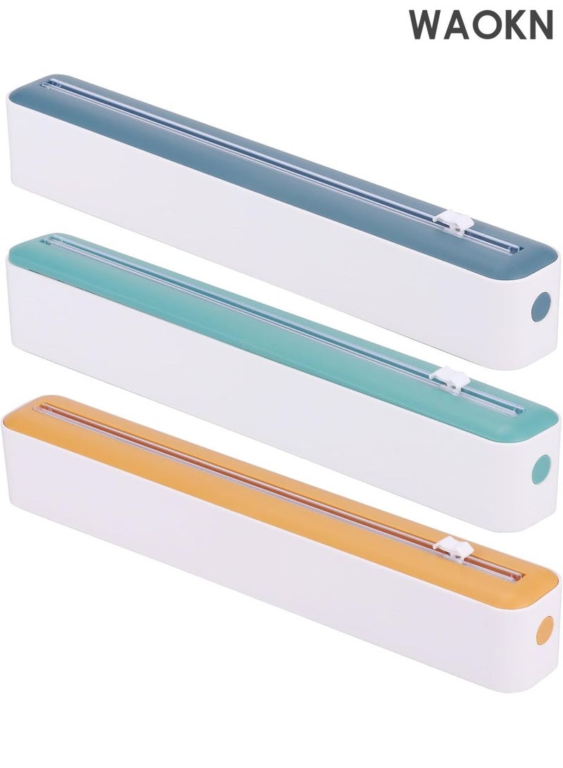 دبليو أيه أو كي أن موزع تغليف بلاستيكي مكون من 3 قطع مع قاطع منزلق، موزع عملي لتغليف الطعام، موزع تغليف بلاستيكي قابل لإعادة الاستخدام، موزع تغليف بلاستيكي قابل لإعادة التعبئة، موزع تغليف بلاستيكي قابل لإعادة التعبئة للخضراوات للاستخدام المنزلي - Image 1