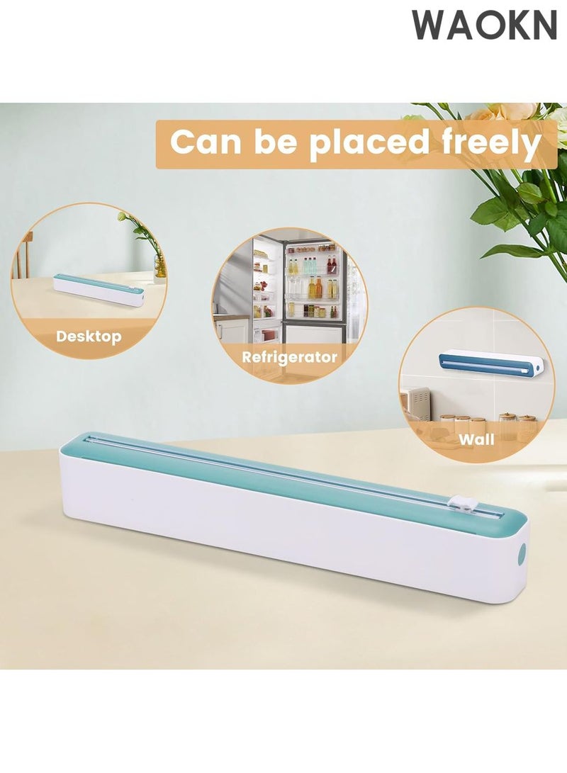 دبليو أيه أو كي أن موزع تغليف بلاستيكي مكون من 3 قطع مع قاطع منزلق، موزع عملي لتغليف الطعام، موزع تغليف بلاستيكي قابل لإعادة الاستخدام، موزع تغليف بلاستيكي قابل لإعادة التعبئة، موزع تغليف بلاستيكي قابل لإعادة التعبئة للخضراوات للاستخدام المنزلي - Image 3