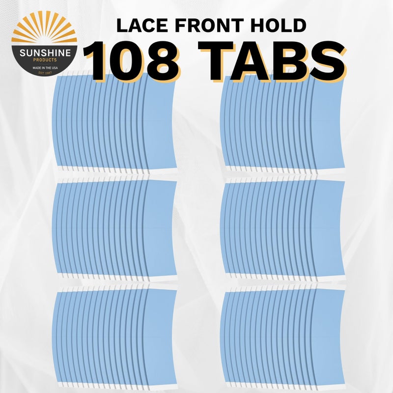 Sunshine Tape Premium Blue Liner Lace Front Hold Wig Tape | 108 Pieces | Double Sided Hair Strips for Toupee | Strong Waterproof Hold | Made in USA (108, Back Curve) - Image 3