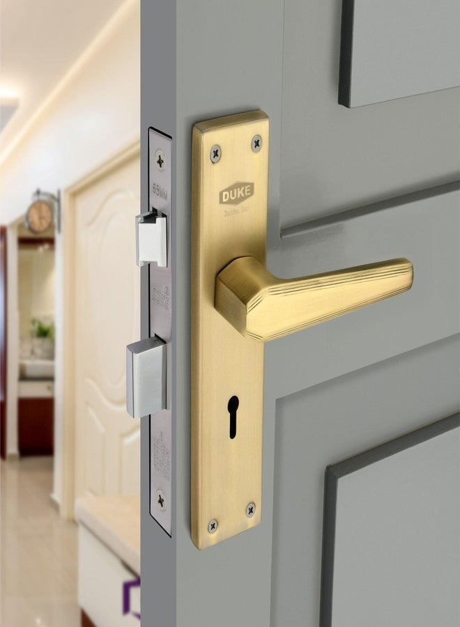 دوق طقم مقابض نقر من ديوك مع قفل | جسم مزلاج نحاسي | مقابض فاخرة | MH-1017 BA KY | نحاس عتيق | مقاوم للعوامل الجوية | سمك 25-40 مم | سهل التركيب - Image 1