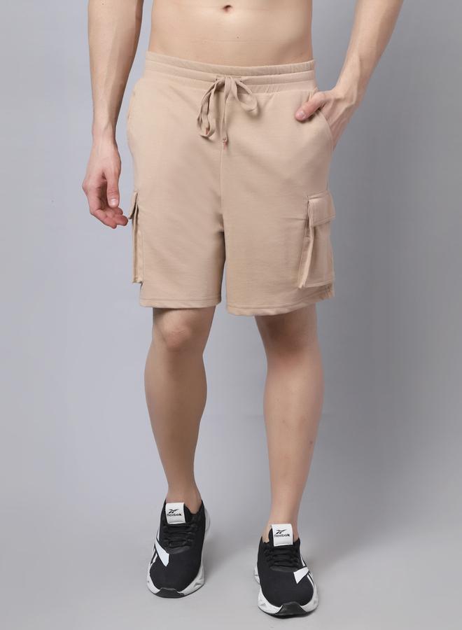 Take Two Men Beige Cargo Shorts with Drawstring By Door74 - Image 2