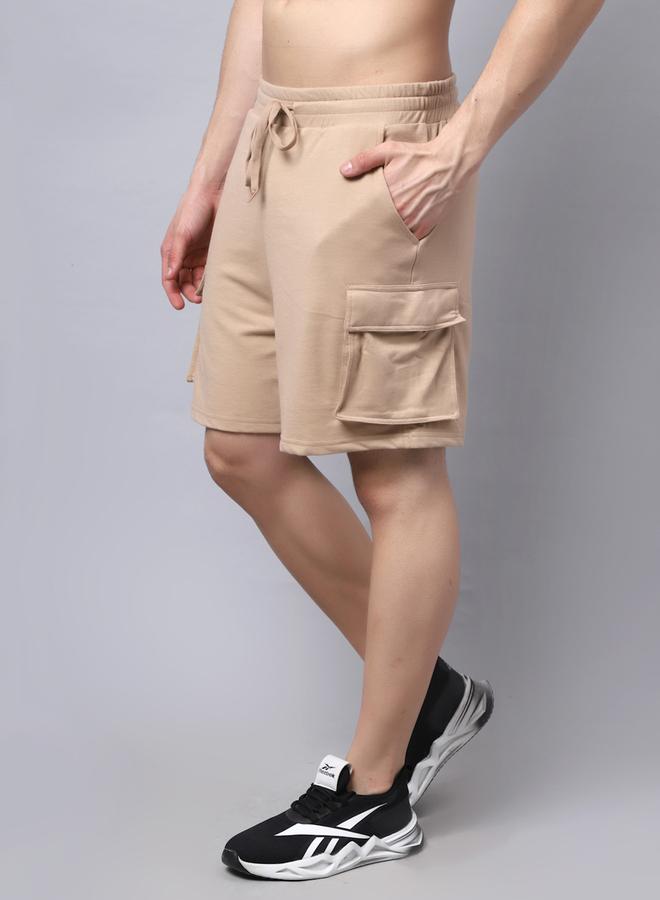 Take Two Men Beige Cargo Shorts with Drawstring By Door74 - Image 3