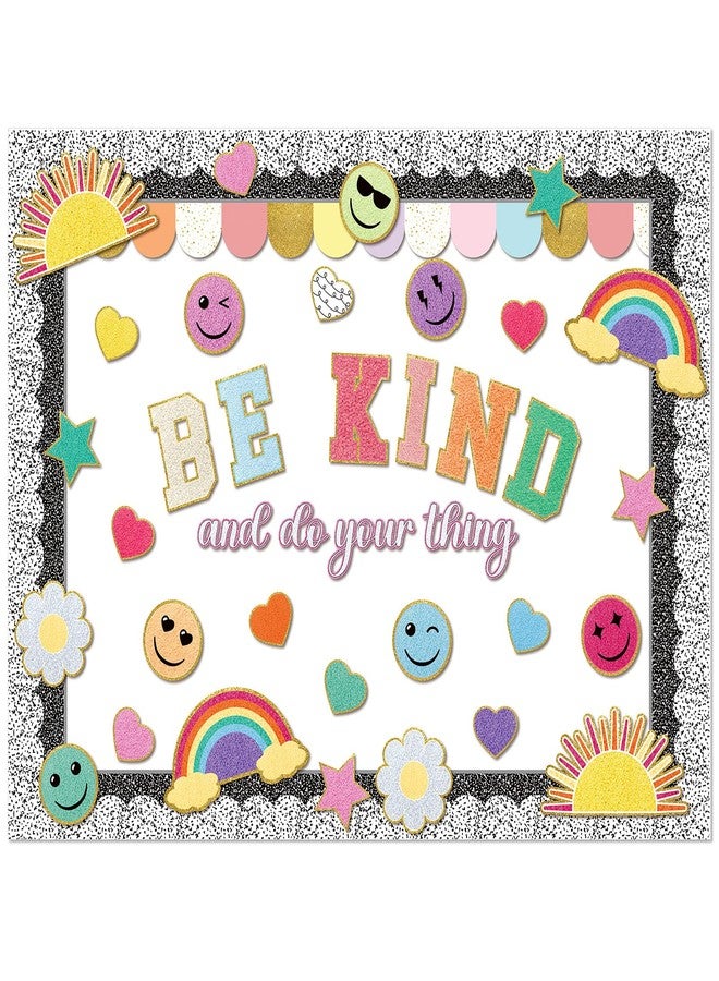Mooliwe 93 Pcs Composition Notebook Classroom Decor Pastel Be Kind Bulletin Board Set Smile Face Back to School Border Decoration for School Party First Day of Class - Image 1