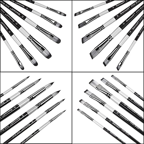 Genixart 24 Pcs Paint Brush Set, Artist Paintbrushes for Acrylic Oil Watercolor Painting, Premium Nylon Hair Art Paint Brushes 4 Type of Shapes in Different Sizes Assorted - Image 1