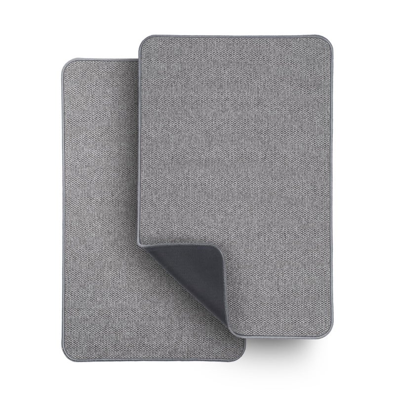 Bosap Bath Mat,Ultra Thin Bathroom Rugs,Rubber Bath Mats for Bathroom,No Slip Bath Rugs,Quick Dry,Machine Washable,Low Pile,Absorbent,Shower Outside,Sink,Home Decor Accessories.Grey,1'5"x2'3"(2 Pack) - Image 1