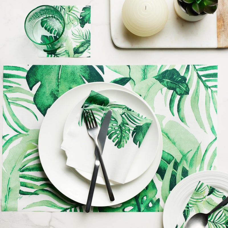 MY DRAP CECI New York X MY DRAP Tropical Palm Cotton Cocktail Napkin, Single-use or Reusable (4.5" x 4.5" - 50 Units per Roll) - Image 3