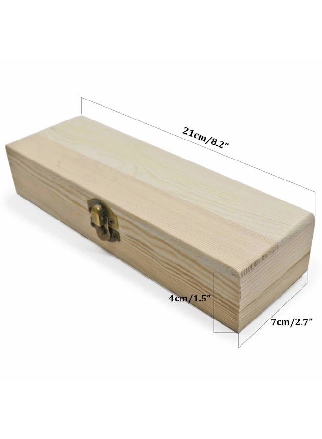 AVESON Plain Unfinished Wood Pencil Box, Unpainted Rectangle DIY Artist Tool and Brush Storage Box Case with Locking Clasp, Small - Image 2