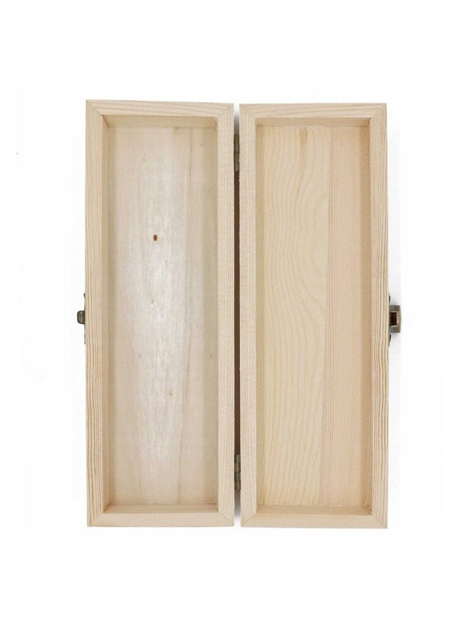 AVESON Plain Unfinished Wood Pencil Box, Unpainted Rectangle DIY Artist Tool and Brush Storage Box Case with Locking Clasp, Small - Image 4