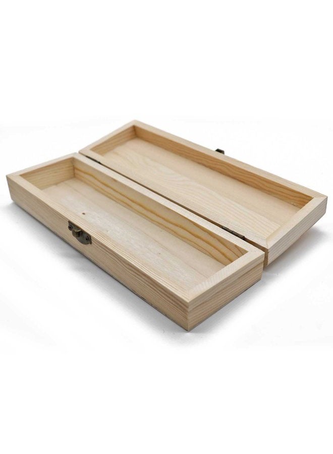 AVESON Plain Unfinished Wood Pencil Box, Unpainted Rectangle DIY Artist Tool and Brush Storage Box Case with Locking Clasp, Small - Image 3