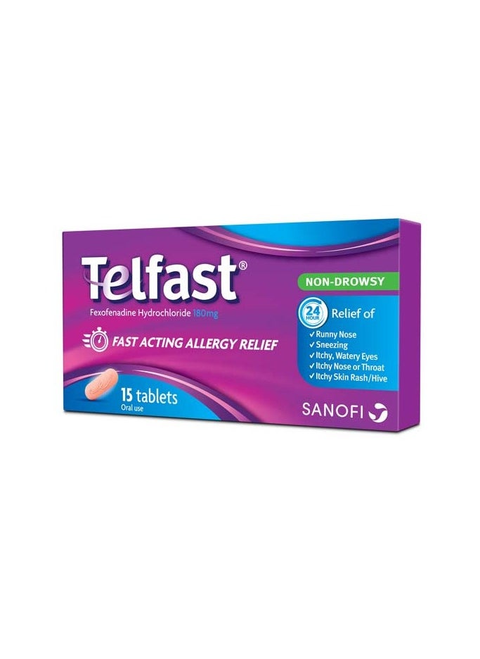 sanofi Telfast 180mg Fast Acting Allergy Relief Tablets 15's  - Image 2