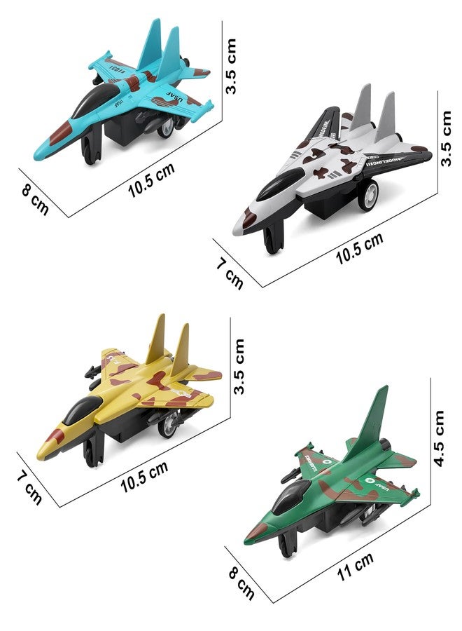 VGRASSP Pull Back Action Mini Die Cast Military Fighter Set of 4 Jet Toys for Kids - Alloy Metal Camo Print Pretend Play Army Aircraft Models Gift Set - Color As Per Stock - Image 3