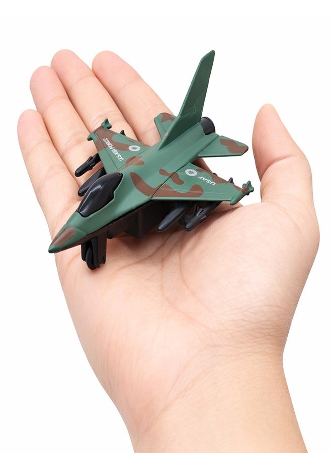 VGRASSP Pull Back Action Mini Die Cast Military Fighter Set of 4 Jet Toys for Kids - Alloy Metal Camo Print Pretend Play Army Aircraft Models Gift Set - Color As Per Stock - Image 4