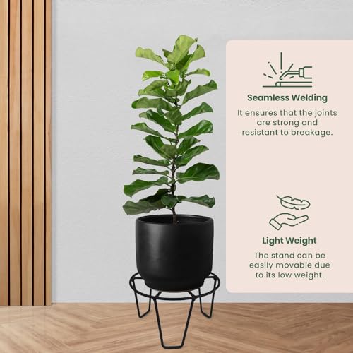 Oriley Plant Round Stand Galvanised Metal Flower Pot Holder Indoor Gamla Support Corner Rack Outdoor Display Shelf for Home Garden Balcony Decoration - (Pack of 8, Black) - Image 5