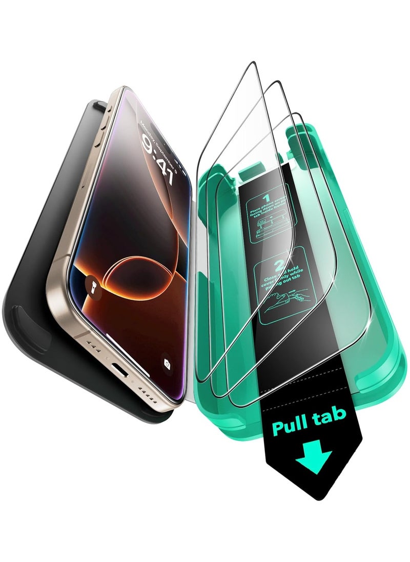ESR - ESR 3 Packs 9H+ Tempered Glass Screen Protector for iPhone 16 Pro, Bubble- and Dust-Free, iPhone Tempered Glass, Highest Grade Shatterproof Protection, Durable with Updated Easy Installation Tool - Image 1