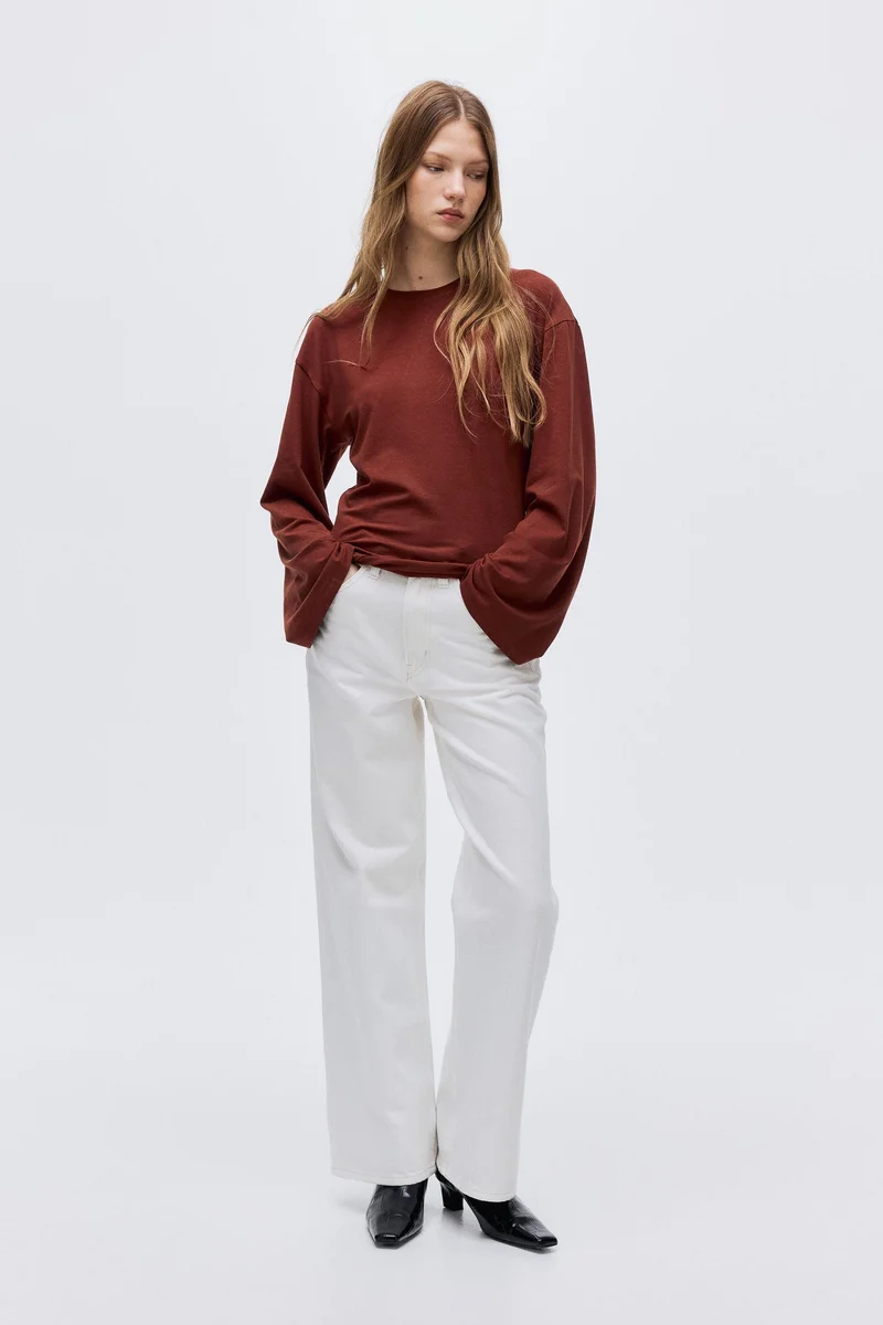 اتش اند ام بلوزة بأكمام طويلة