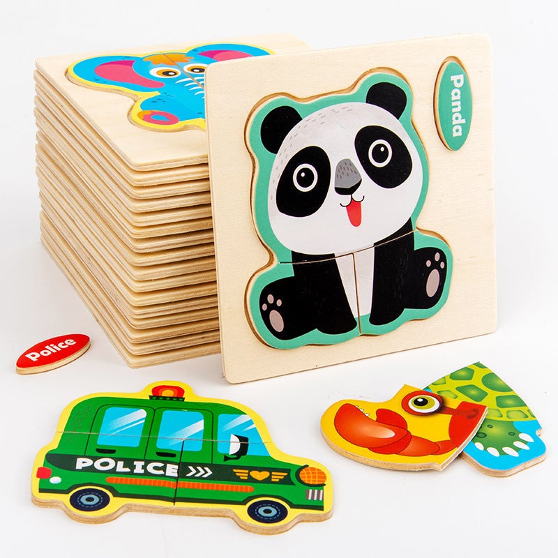 Small 3D Cartoon Animal Transportation Stereo Puzzle 0.02 Kidsren'S Early Education Educational Wooden Puzzle Toy - Image 4