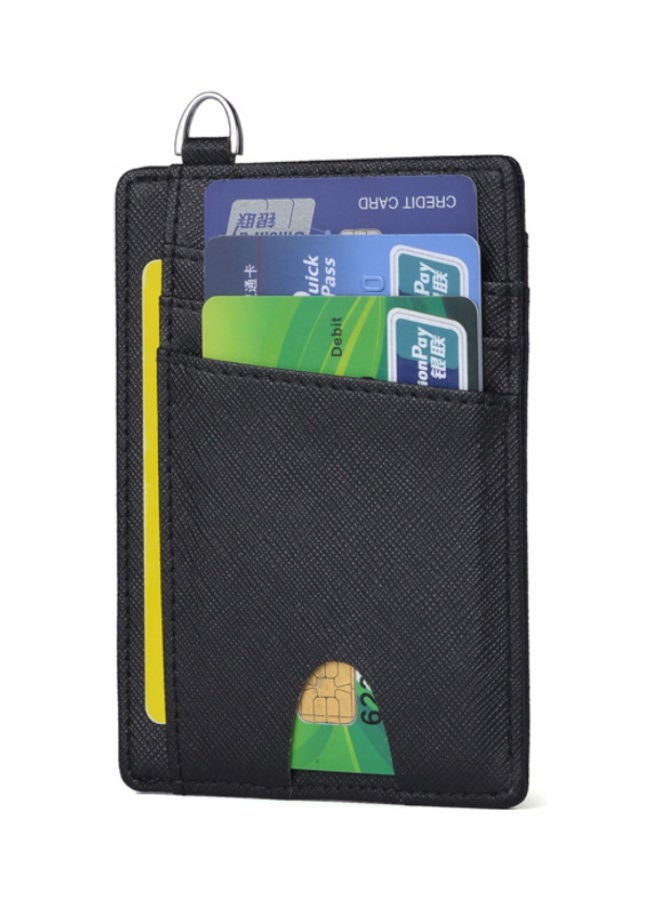 NIBEMINENT Leather Card Holder Money Clip Black  - Image 1