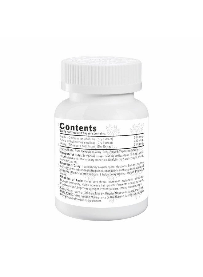 Crosslands Tulsi Awla Giloy Ayurvedic Immunity Wellness Capsules |750 mg | Immunity Boosters with the power of Giloy Tulsi |Immune Enhancer for Adults Aged Men Women Kids 12+ Y (1) | Pure, Natural & 100% Ayurvedic | No Added Sugar | -(Pack of 1) - Image 2