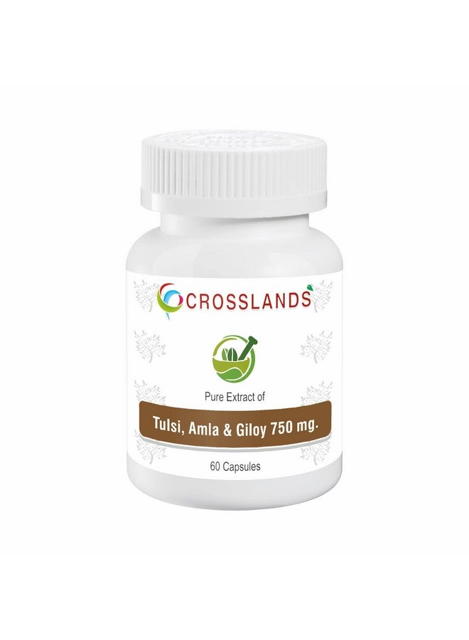 Crosslands Tulsi Awla Giloy Ayurvedic Immunity Wellness Capsules |750 mg | Immunity Boosters with the power of Giloy Tulsi |Immune Enhancer for Adults Aged Men Women Kids 12+ Y (1) | Pure, Natural & 100% Ayurvedic | No Added Sugar | -(Pack of 1) - Image 1