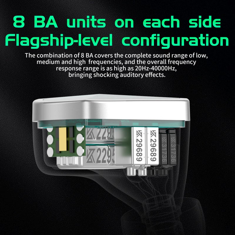 Linsoul KZ AS16 Pro Wired Earbuds, 16BA Balanced Armature Drivers Earphones HiFi Bass in Ear Monitor Earphones with Detachable 0.75mm 2 pin Cable (Black, Without Mic) - Image 4